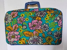 VTG 1960's "Bantam Travelware" Multi Color MOD Floral Pattern Child's Suitcase