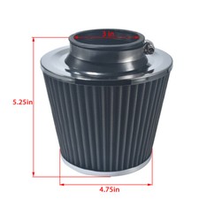 Silver 3 76mm Performance High Flow Cold Air Intake Cone Replacement Dry Filter Silver 3 76mm Performance High Flow Cold Air Intake Cone Replacement Dry Filter