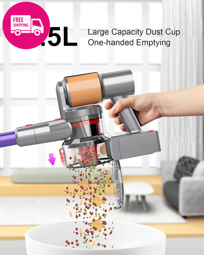 Cordless Vacuum Cleaner - 120 Mins Runtime, 550W 45KPA Suction, Self-Standing - Picture 8 of 12