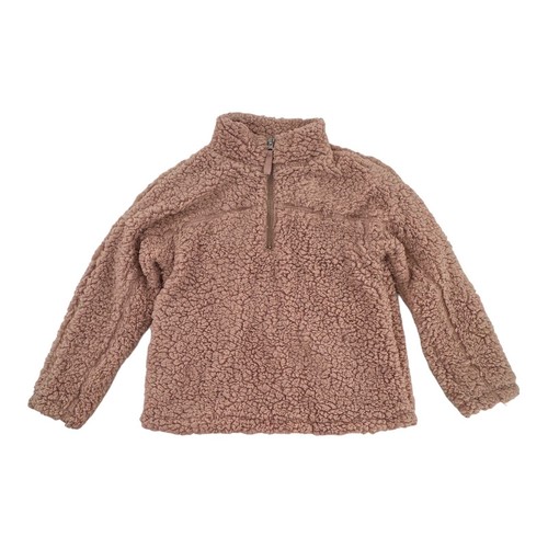 Elodie Girl Faux Fur Teddy Bear Half Zip Pullover Jacket Blush Pink Small - Picture 4 of 9