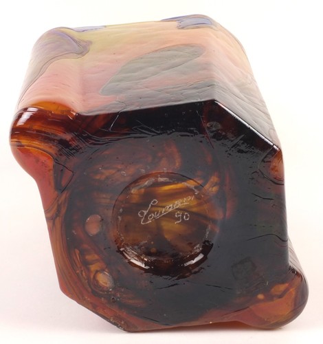 Splendid Contemporary Hand Blown French Art Glass Ada Loumani Vase 1990 Signed - Picture 6 of 6