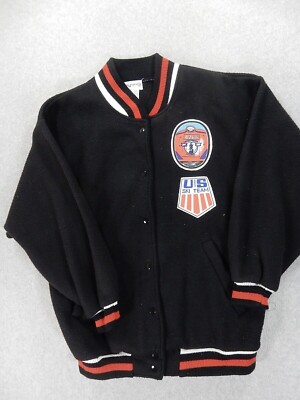 Roberto Orsini USA SKI TEAM Fleece Type Button Up Jacket (Men's Medium) Black