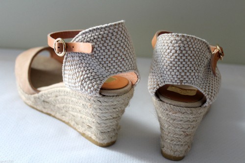NEW! Kanna Beige Woven Suede Leather Espadrille Wedge Spanish Sandals 40 10 $178 - Picture 6 of 9