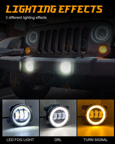Front LED Bumper Fog Lights Projector Driving Lamp Driver & Passenger Side Pair - Foto 7 di 14