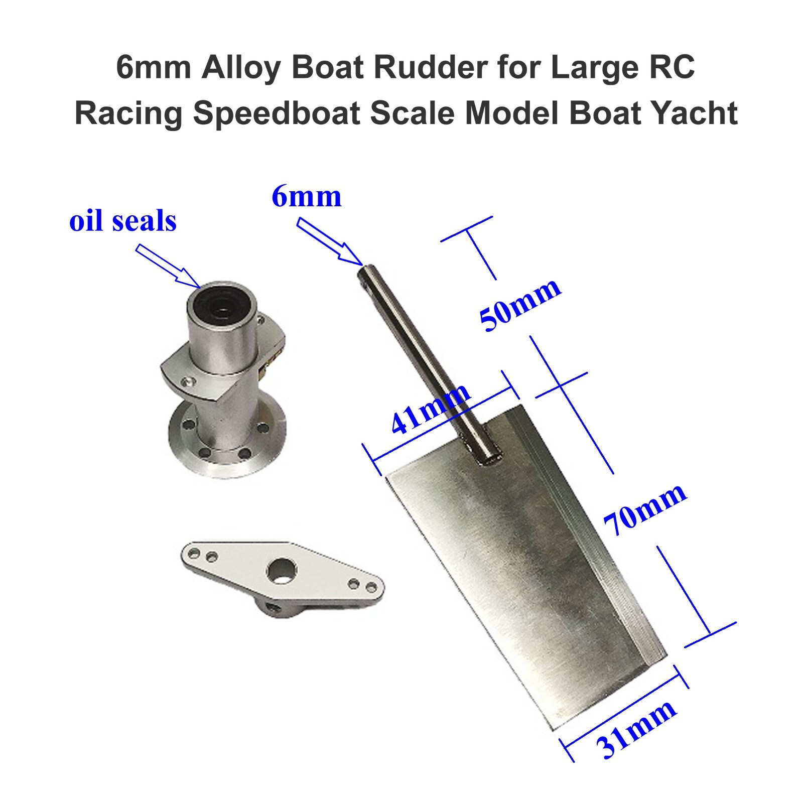 5mm / 6mm Alloy Rudder for Large RC Racing Speedboat Scale Model Boat ...