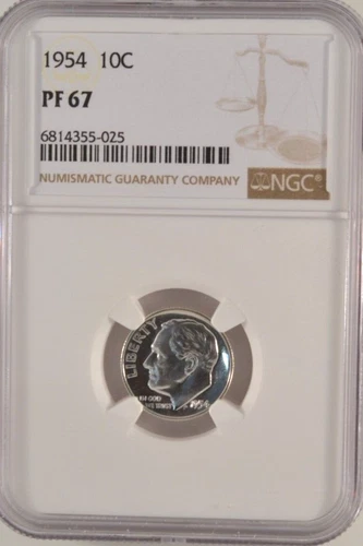 1954 Proof Roosevelt Dime 10c NGC Certified PF67