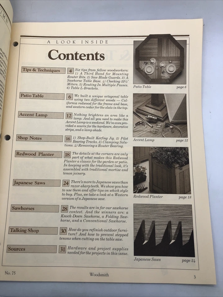 Woodsmith #75 - June 1991 Unique Eight-Sided Patio Table, Accent Lamp, Sawhorse - Image 2 of 4
