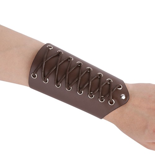 Pulsera con guantelete de cuero sintético para hombres brazaletes medievales de tiro con arco protector de muñeca vikingo - Imagen 30 de 37