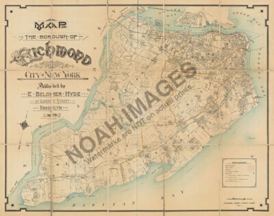 Map of Richmond County Staten Island NY c1906 16x20