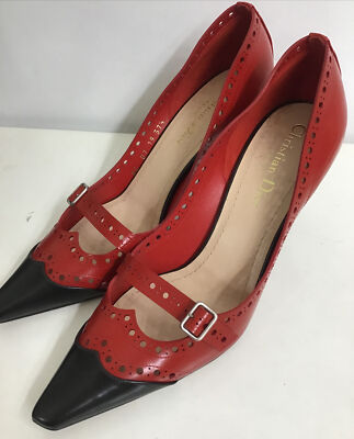靴 Vintage Dior Leather Pumps 36 1/2 Dior Black Leather D-Doll Mary Jane Pumps Size 35 1/2 D | eBay