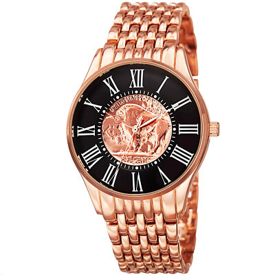 Men's August Steiner CN009RG Quartz Commemorative Coin Dial Bracelet Watch
