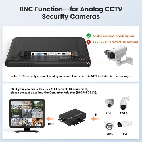 Portable 17inch LCD Monitor AV USB HDMI BNC VGA CCTV Security PC Monitory Screen - Bild 7 von 8