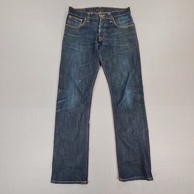 Nudie Jeans Herren Blau W32 L32 Average Joe Stretch Denim Slim Straight
