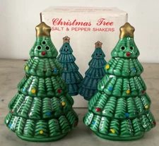 Vtg Christmas Tree Salt and Pepper Shakers by Ron Gordon Designs 1984