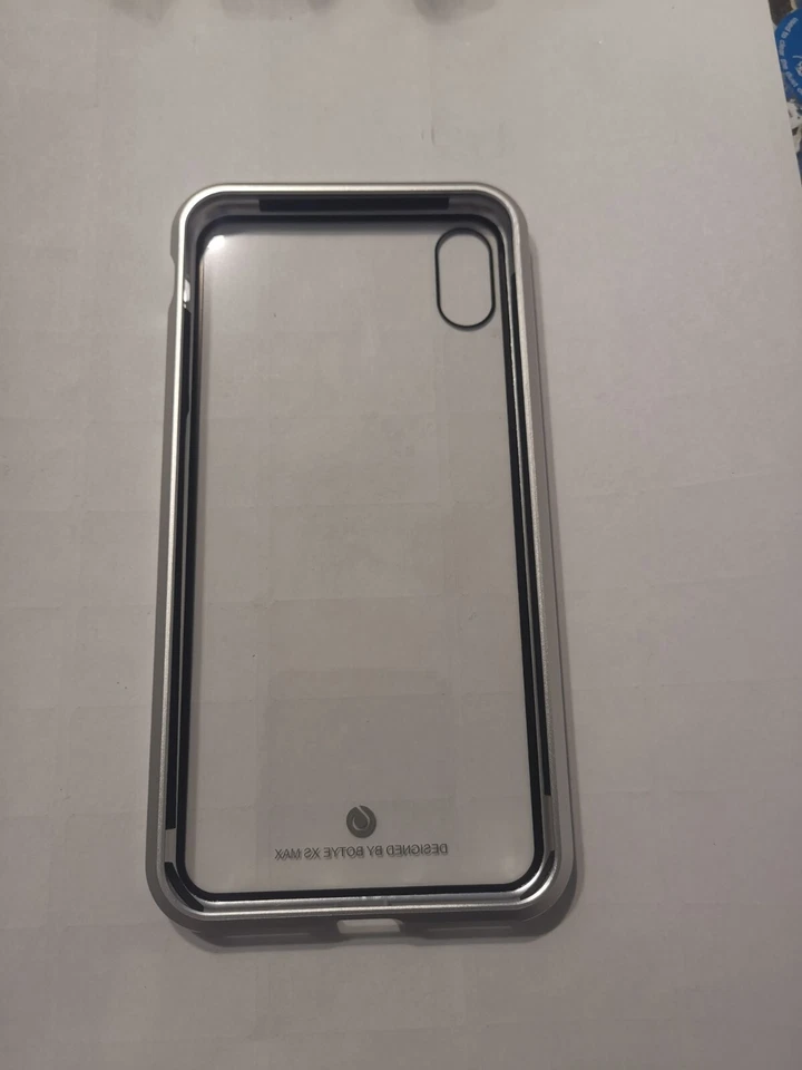 cover per iPhone x vetro callamitato  custodia copertina case 360° argento - Immagine 2 di 4