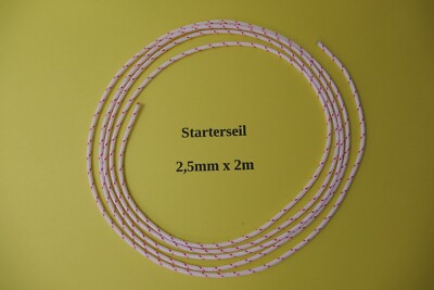  Starterseil 2,5mm x 2m für alle Motorsägen, Trimmer und Freischneider z. Stihl