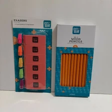 Pen Gear No. 2 Wood Pencils. 24 Ct Pack & a Pack of Erasers School Supplies 