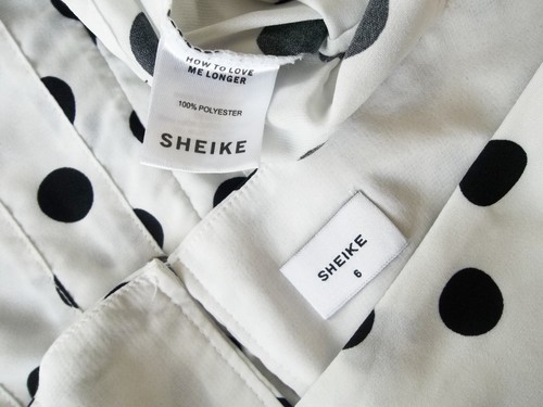 Sheike Size 6 Black & White Spotted Panel Waist Blouse - Picture 3 of 3