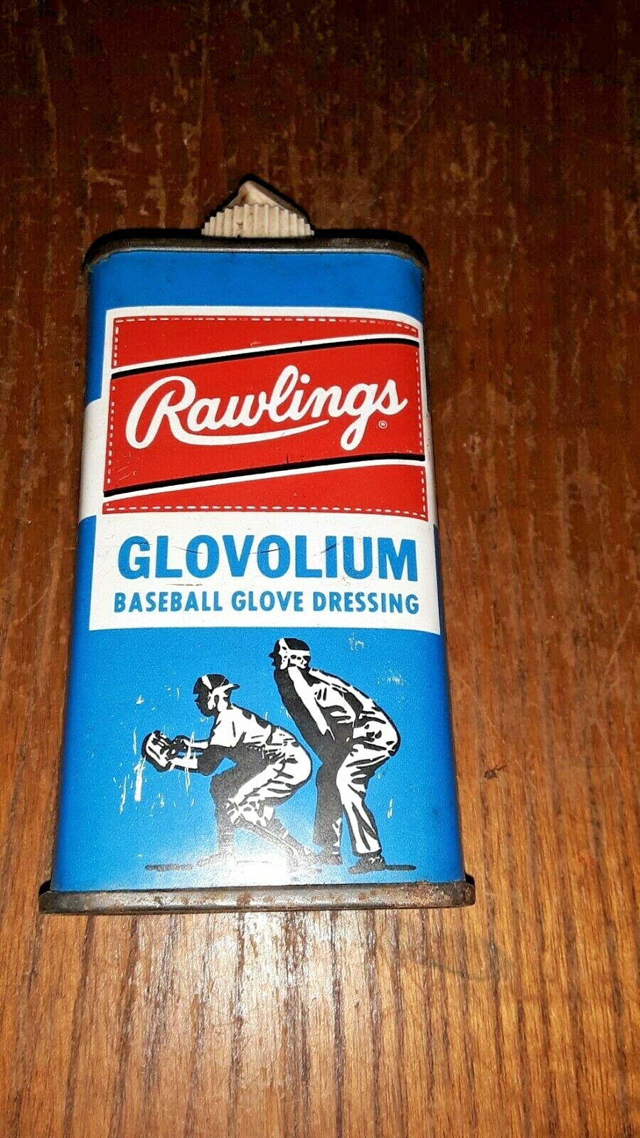 1975 Rawlings Glovolium Baseball Glove Dressing Metal Oil Can Tin