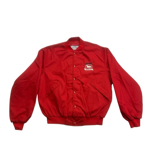 Breeders Cup Jacket Adult Large L Red Horse Snap Front Long Sleeve Vintage - Picture 2 of 13