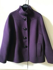 Jaeger Angora Wool Cashmere Mix Jacket Coat In Plum Uk Size 10
