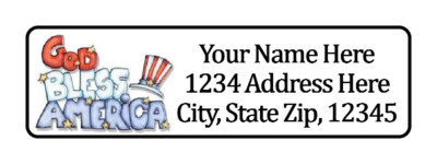 God Bless America Personalized Return Address Labels 1/2 in by 1 3/4 in