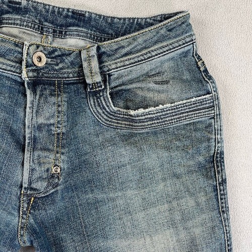 Diesel Jeans Mens 30 Blue Slim Bootcut Denim Button Fly Workwear Flap Pockets - Picture 15 of 20
