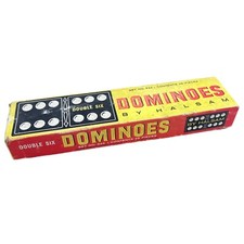 Halsam Double Six Dominoes Vintages MADE IN USA Set No. 623 28 Dominoes