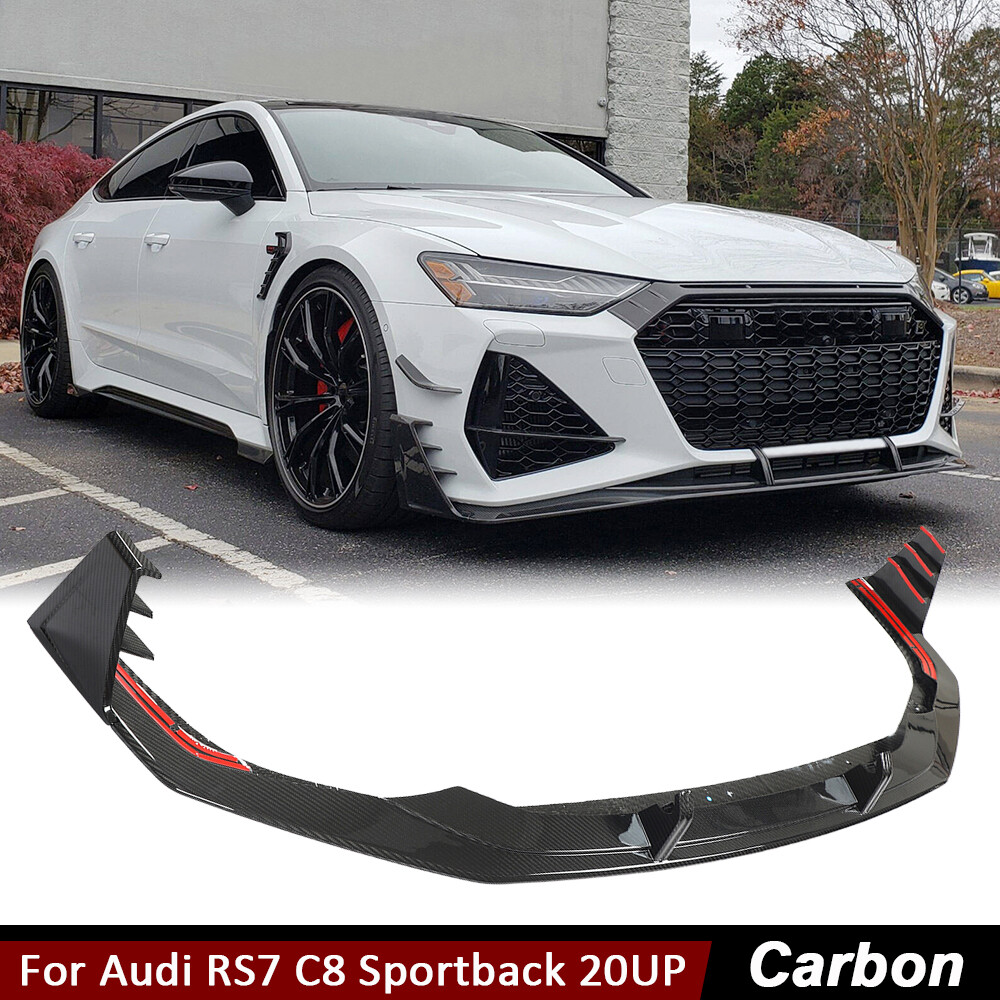 Fit For Audi RS7 C8 Sportback 2020UP DRY CARBON FIBER Front Bumper Lip Spoiler