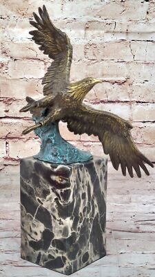 Majestic Adler IN Voll Flug Lustrous Pure 100% Bronze Statue Figur Dekor Nr