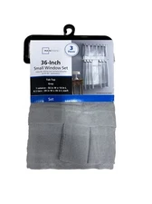 Mainstays 36-Inch 3 Pieces Small Window Set Gray Fits Rods Up To 1 Inch Tab Top