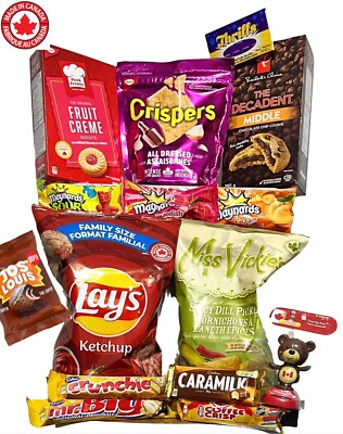 Snack Box Deluxe Canadian Snack Pack. FULL SIZE Chips, Chocolate, Cookies, Candy