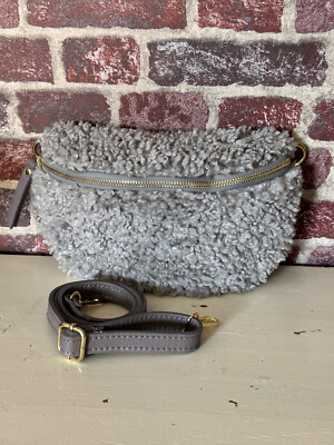 ITALY Crossbody Bag MEDIUM Teddyfell Bauchtasche Grau Bodybag #2023703