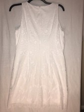 Women's Eliza J White Lace White Lined Round Neck Sleeveless Aline Dress Size 12