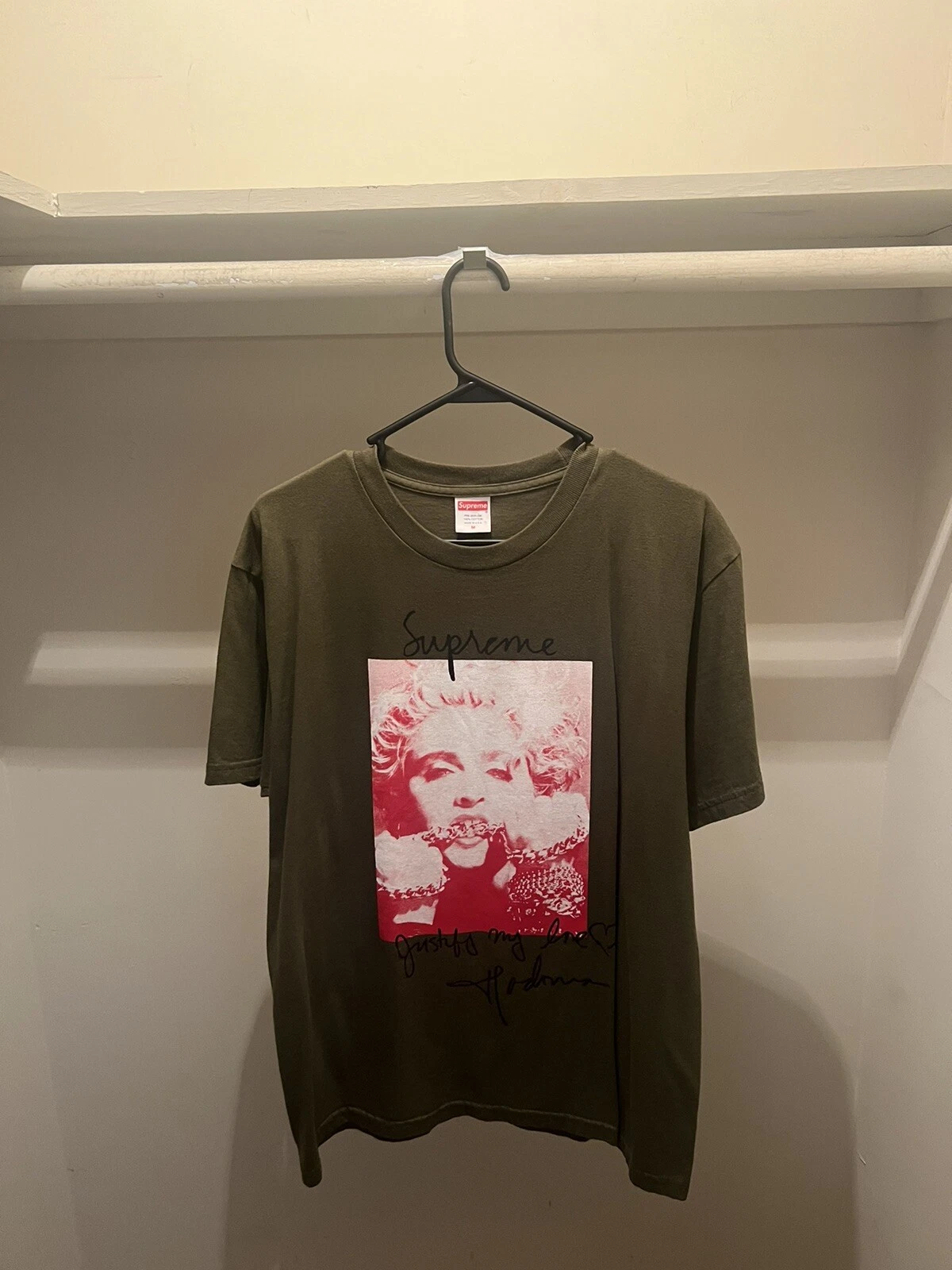 T shirt Supreme Madonna FW18 automne/hiver 2018 Olive M boîte moyenne logo neuf