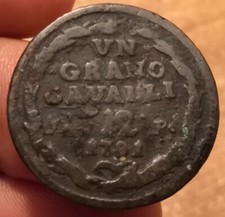 Moneta Grano 12 Cavalli 1791, R.Di Napoli Ferdinando IV, Legg.Ondulata, Rif.5127