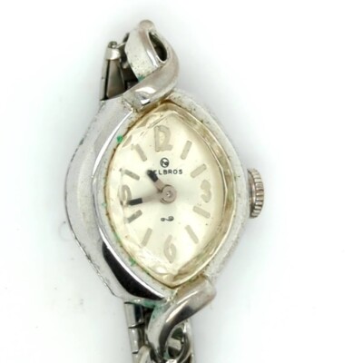 womens vintage wrist watches helbros REAS Vintage Ladies 14k White Gold Helbros 17 Jewel Diamond 0.14  main image 2