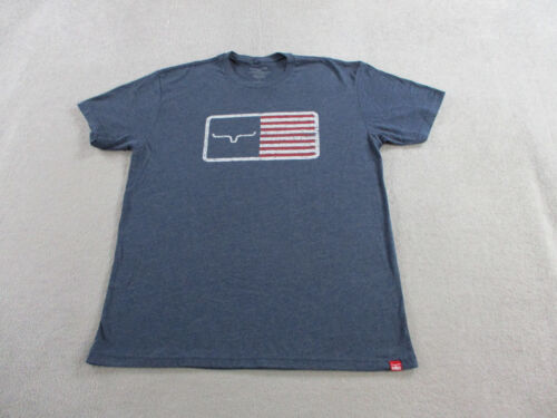 Kimes Ranch Shirt Adult Large Blue USA Made Flag Patriotic Western Crewneck Tee