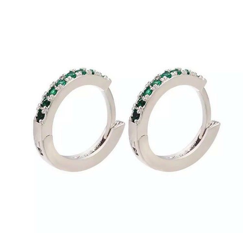 Orecchini a Cerchio Uomo Donna Placcato ACCIAIO INOX con Strass Zirconi 13x14 mm - Foto 7 di 9