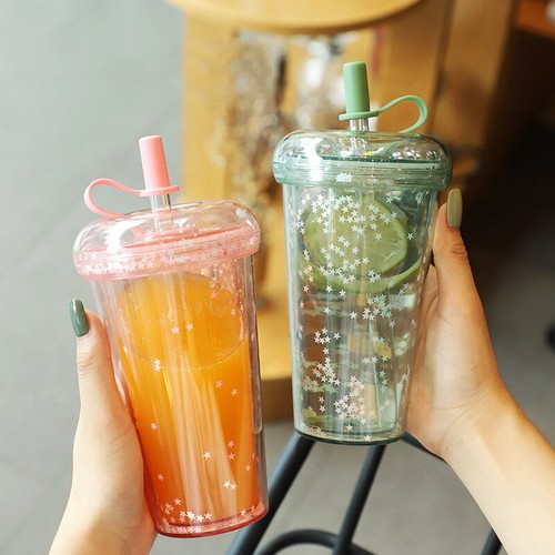 Taza de paja para donas vaso de plástico taza de café helado de viaje botella transparente taza de agua Reino Unido - Imagen 7 de 18