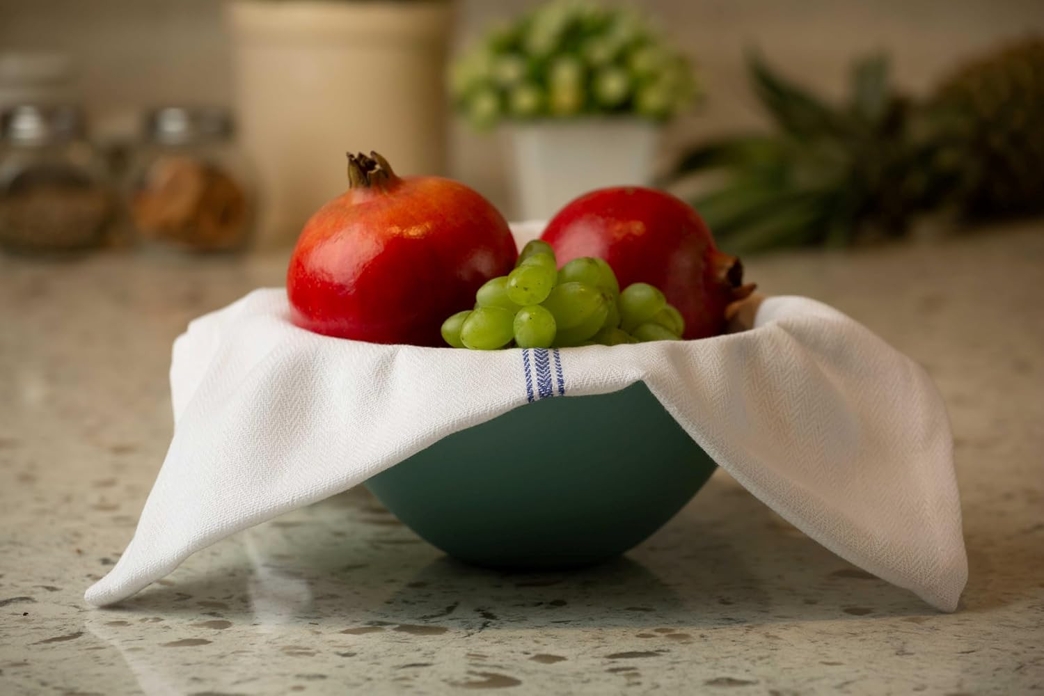 12 Pack Kitchen Towels: 100% Cotton, 15x25", Super Absorbent, Blue Stripe Dish C
