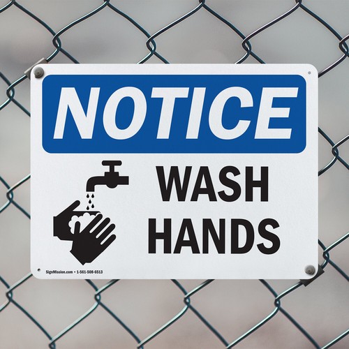 (2er Pack) Hände waschen OSHA Hinweis Schild Aufkleber Metall Kunststoff - Bild 5 von 23