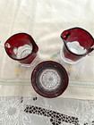 THREE EAPG RUBY RED FLASH GLASS creamer/pitcher and inital from the late 1800's — photo 2