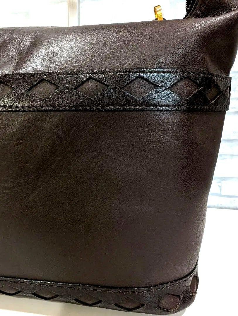 Borsa a mano YVES SAINT LAURENT YSL logo raccordi metallo pelle marrone vintage usata