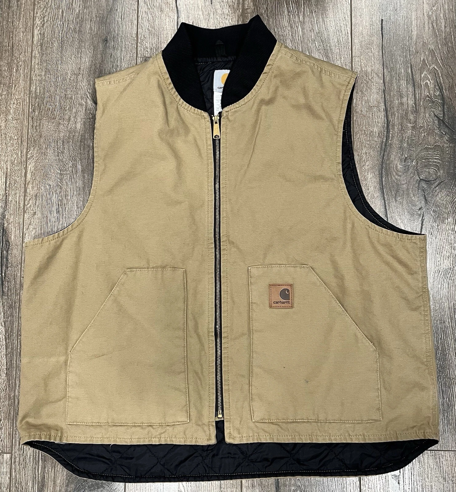 Carhartt V47 CML Duck Canvas Quilted Lined Tan Vest Men's 2XL