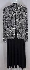 JESSICA HOWARD Womens Black with Jacket Sleeveless Fit + Flare Dress 10 t75