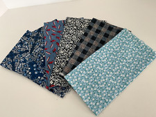 Lot of 6 Blue Fabric Fat Quarters A