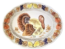 Thanksgiving Colorful Turkey Platter - 18" x 13" - NWOB.