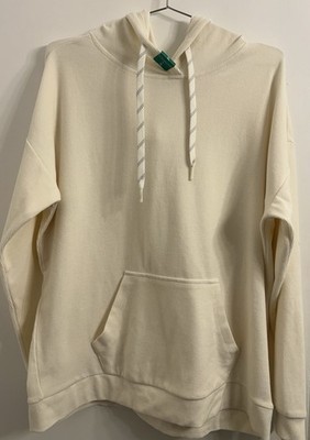NWT Marc NewYork Andrew Marc Ribbed Hooded Cream Drawstring Sweatshirt Size XL