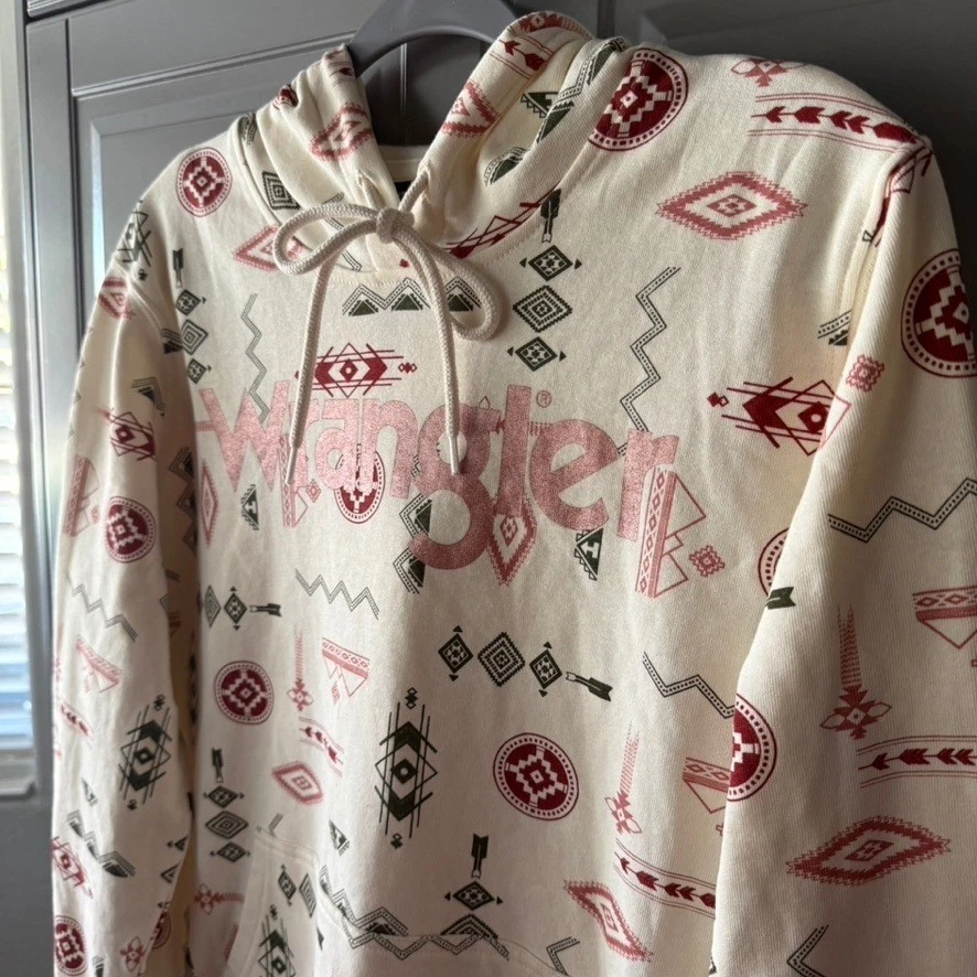 Moletom com capuz Wrangler retrô feminino logotipo sudoeste pulôver, rosa creme, M - Imagem 3 de 4